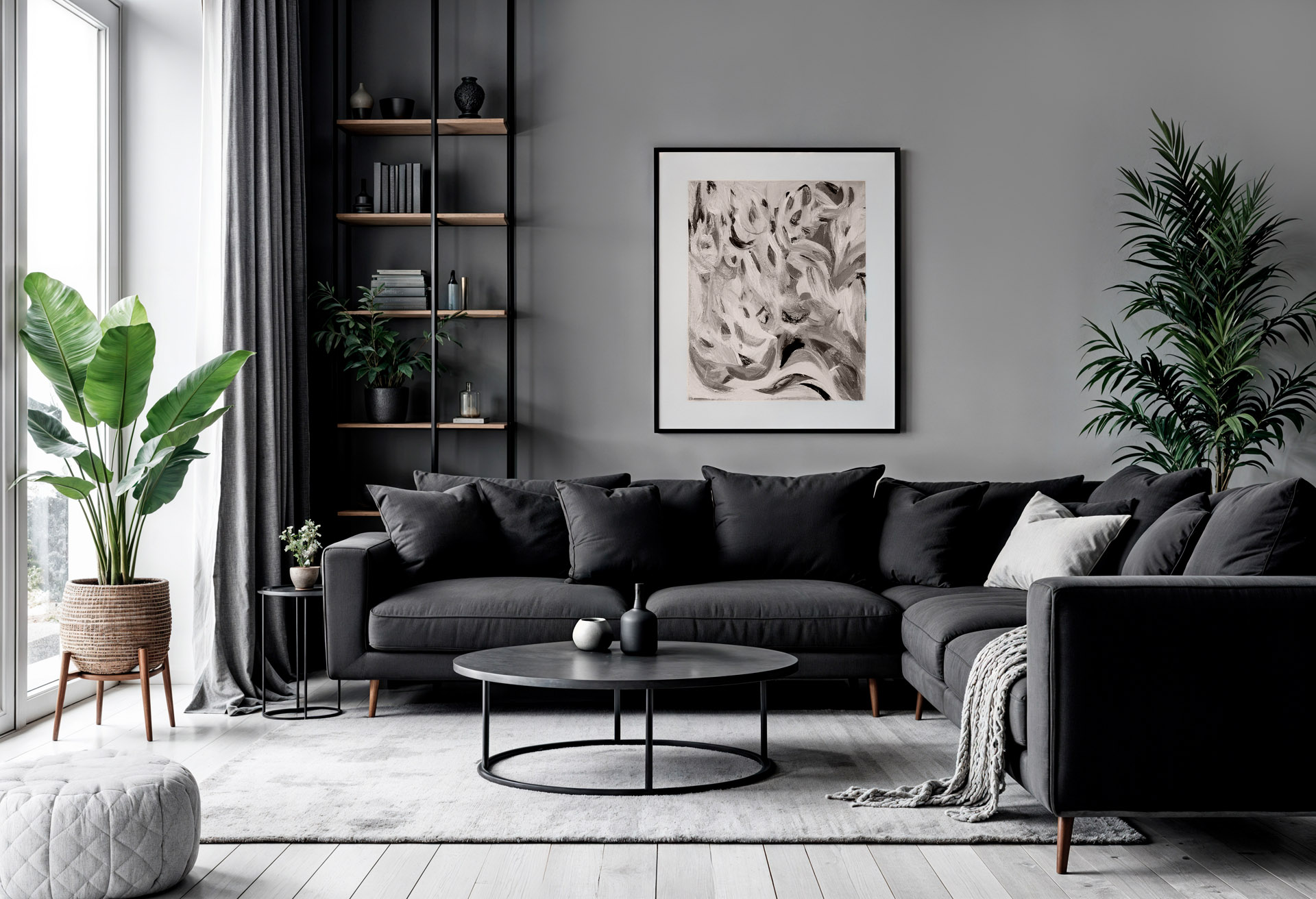 modern-living-room-with-black-sofa-artwork